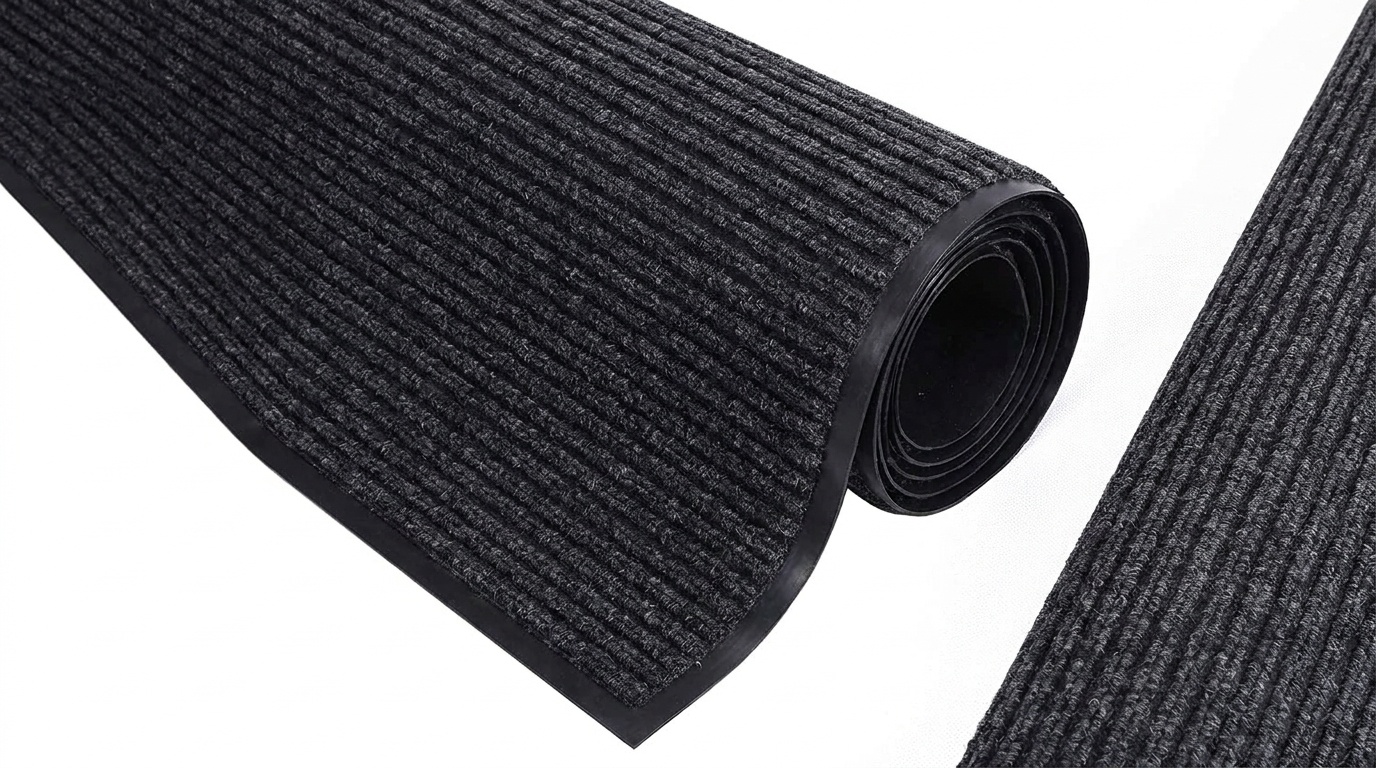 Deurmat 80x120 cm zwart geribbeld | Duurzaam rubber