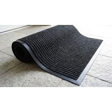 Deurmat 80x120 cm zwart geribbeld | Duurzaam rubber