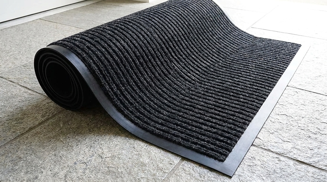 Deurmat 80x120 cm zwart geribbeld | Duurzaam rubber