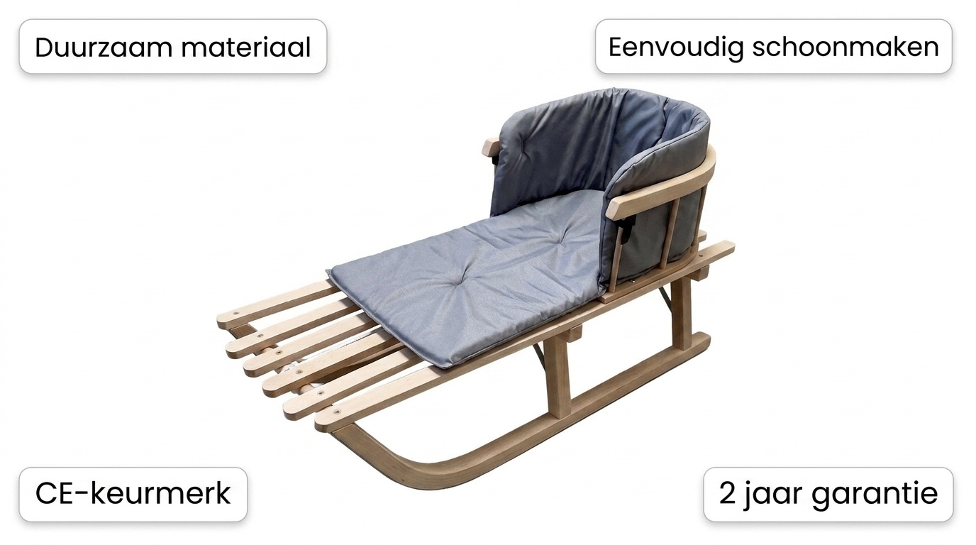 Kussen voor op de slee - comfortabel & waterdicht - grijs