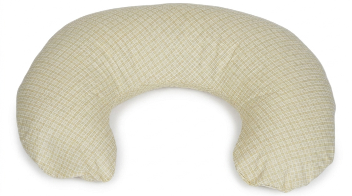 Voedingskussen 100% katoen - 80 cm - crème met crème ruitjespatroon