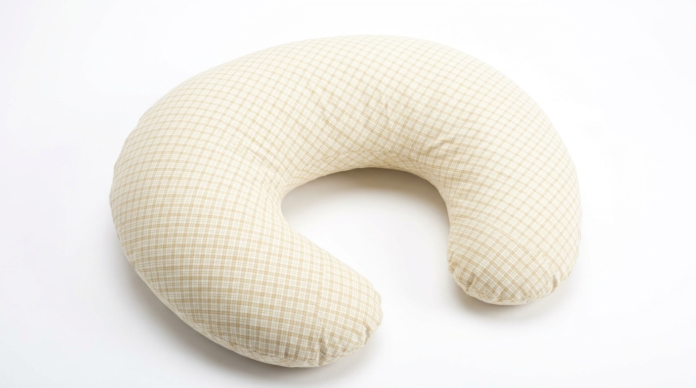 Voedingskussen 100% katoen - 80 cm - crème met crème ruitjespatroon