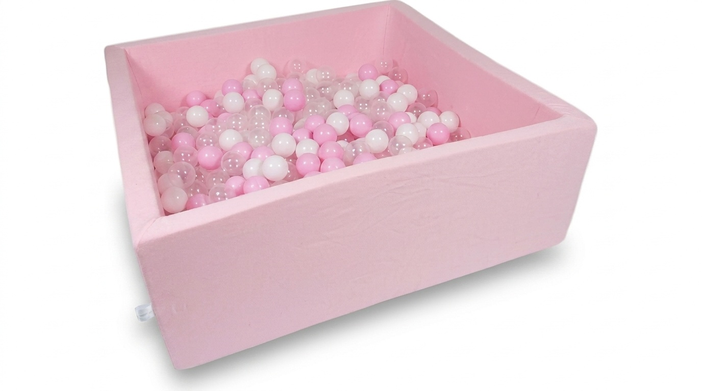 Ballenbak - 600 ballen - 110 x 110 cm - ballenbad - vierkant roze