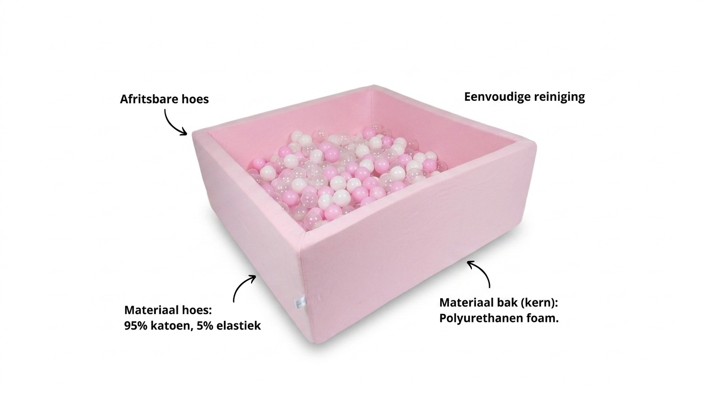 Ballenbak - 600 ballen - 110 x 110 cm - ballenbad - vierkant roze