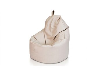 Poef kunstleer beige 70x70x30 cm - Zitzak fauteuil met EPS-kralen