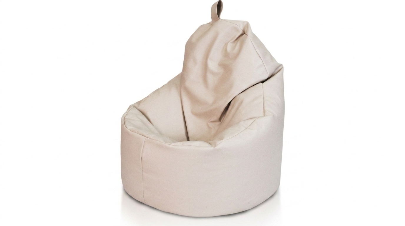 Poef kunstleer beige 70x70x30 cm - Zitzak fauteuil met EPS-kralen