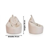 Poef kunstleer beige 70x70x30 cm - Zitzak fauteuil met EPS-kralen