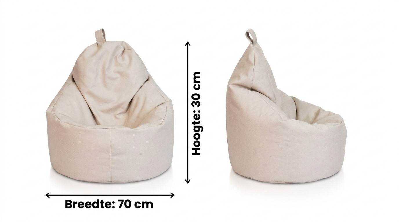 Poef kunstleer beige 70x70x30 cm - Zitzak fauteuil met EPS-kralen