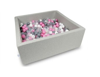 Ballenbak - 600 ballen - 110 x 110 cm - ballenbad - vierkant grijs