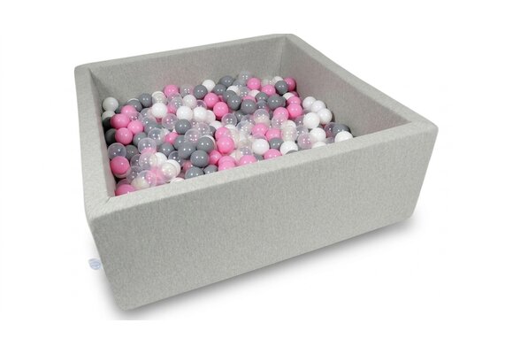 Ballenbak - 600 ballen - 110 x 110 cm - ballenbad - vierkant grijs