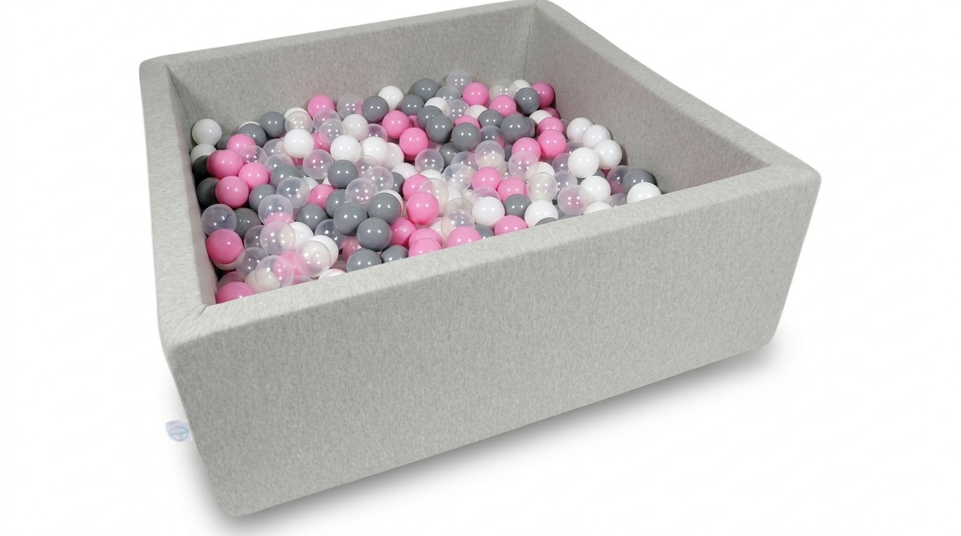 Ballenbak - 600 ballen - 110 x 110 cm - ballenbad - vierkant grijs