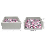 Ballenbak - 600 ballen - 110 x 110 cm - ballenbad - vierkant grijs
