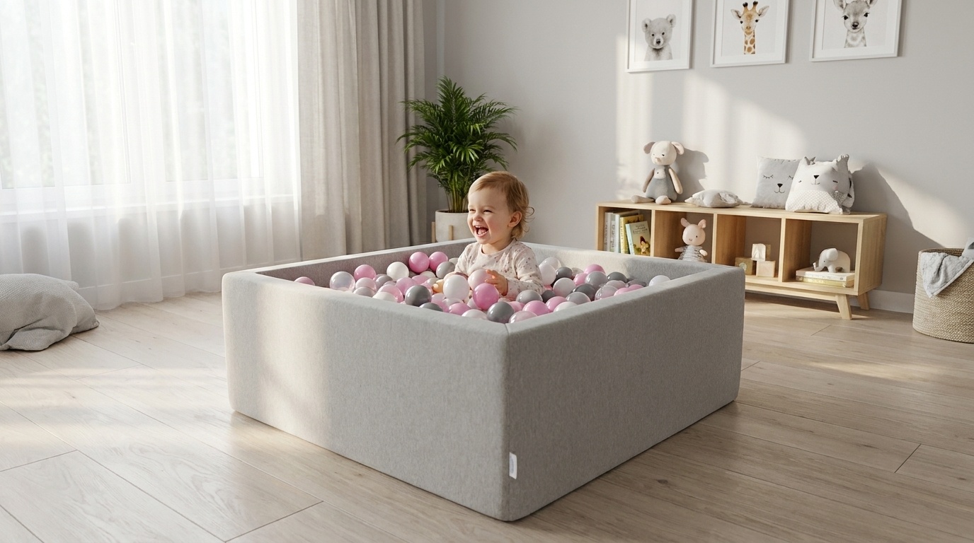 Ballenbak - 600 ballen - 110 x 110 cm - ballenbad - vierkant grijs