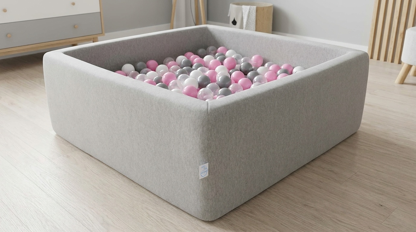 Ballenbak - 600 ballen - 110 x 110 cm - ballenbad - vierkant grijs