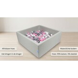 Ballenbak - 600 ballen - 110 x 110 cm - ballenbad - vierkant grijs