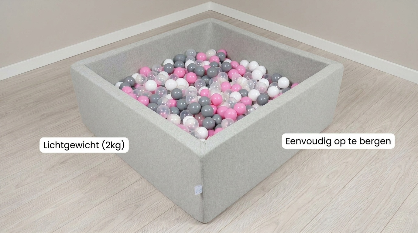 Ballenbak - 600 ballen - 110 x 110 cm - ballenbad - vierkant grijs