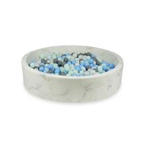 Ballenbak marmer met 600 mint, parelmoer, lichtblauw, grijze ballen - 130 x 30 cm - rond