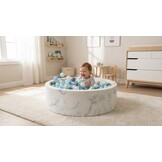 Ballenbak marmer met 600 mint, parelmoer, lichtblauw, grijze ballen - 130 x 30 cm - rond