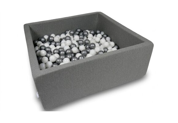 Ballenbak - 600 ballen - 110 x 110 cm - ballenbad - vierkant donker grijs