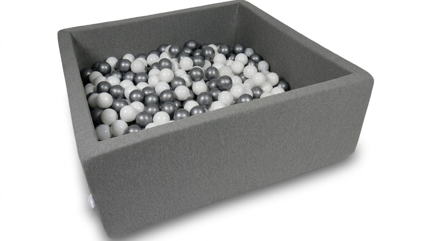 Ballenbak - 600 ballen - 110 x 110 cm - ballenbad - vierkant donker grijs