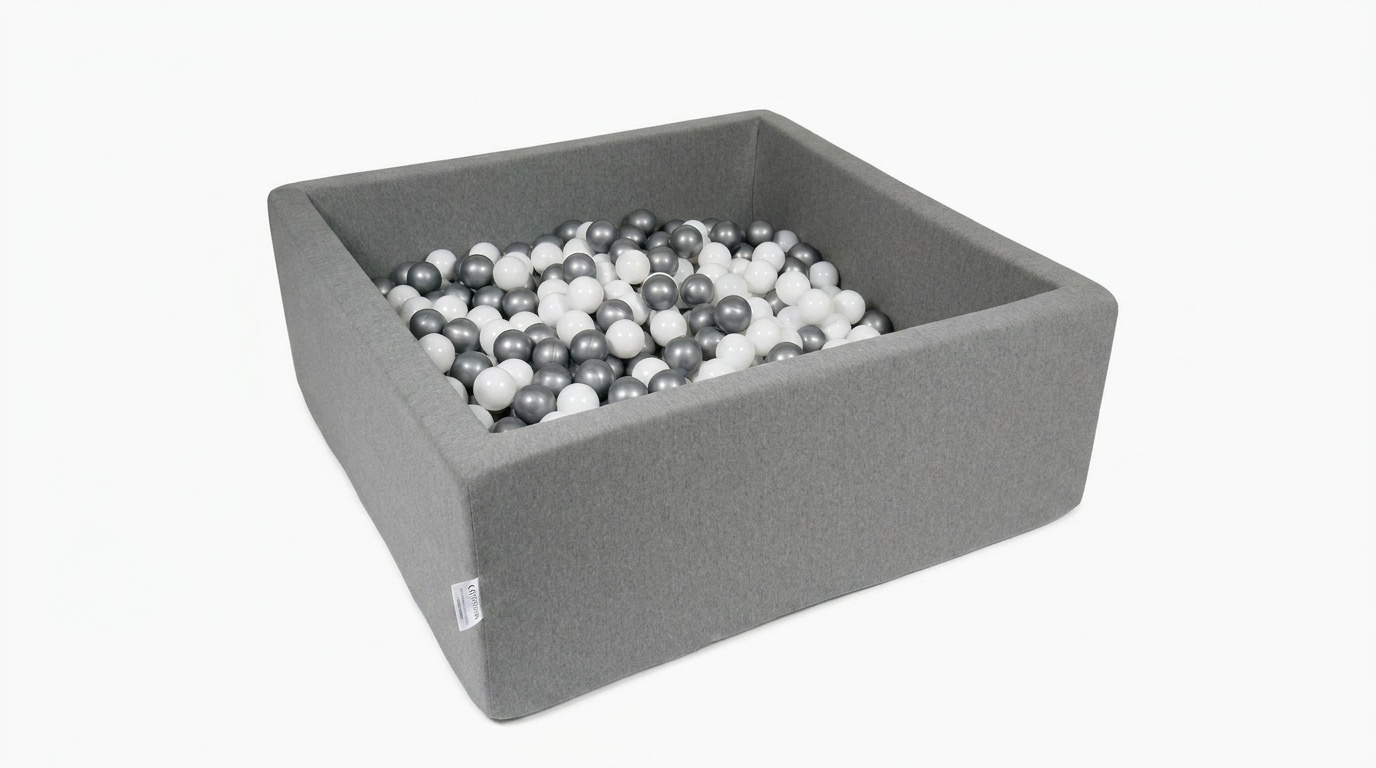 Ballenbak - 600 ballen - 110 x 110 cm - ballenbad - vierkant donker grijs