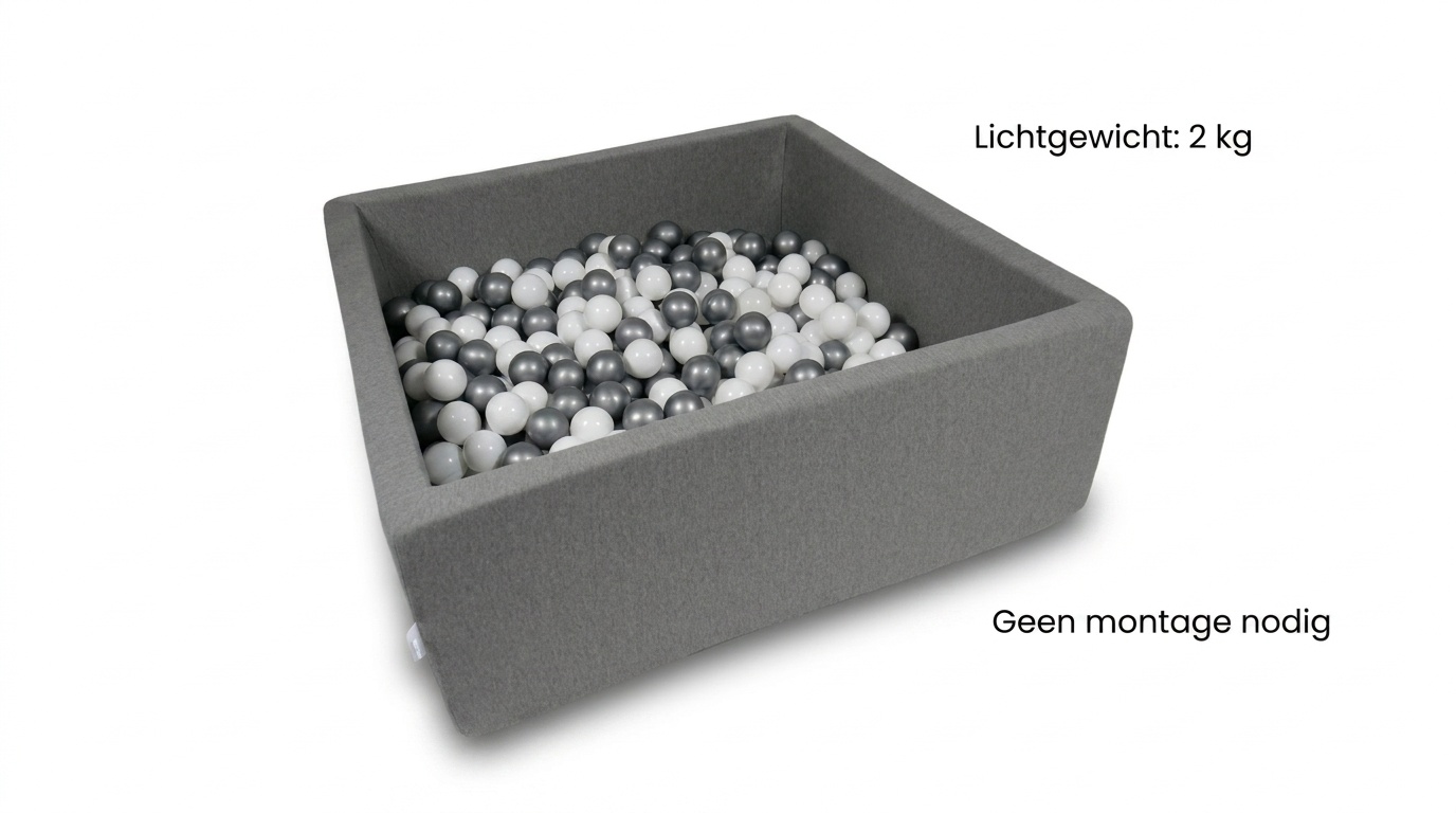 Ballenbak - 600 ballen - 110 x 110 cm - ballenbad - vierkant donker grijs