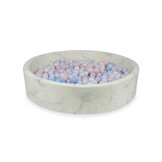 Ballenbak marmer met 600 lichtroze, parelmoer, lichtblauwe ballen - 130 x 30 cm - ron
