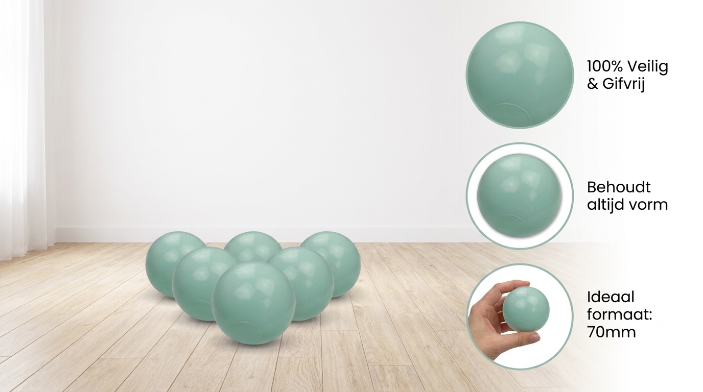 Ballenbak ballen licht mint (70mm) 1000 stuks