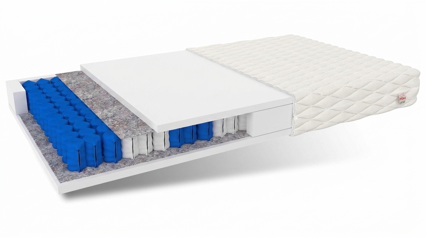 Pocketvering matras dikte 17cm, 7-Zone, 200x200, Wit