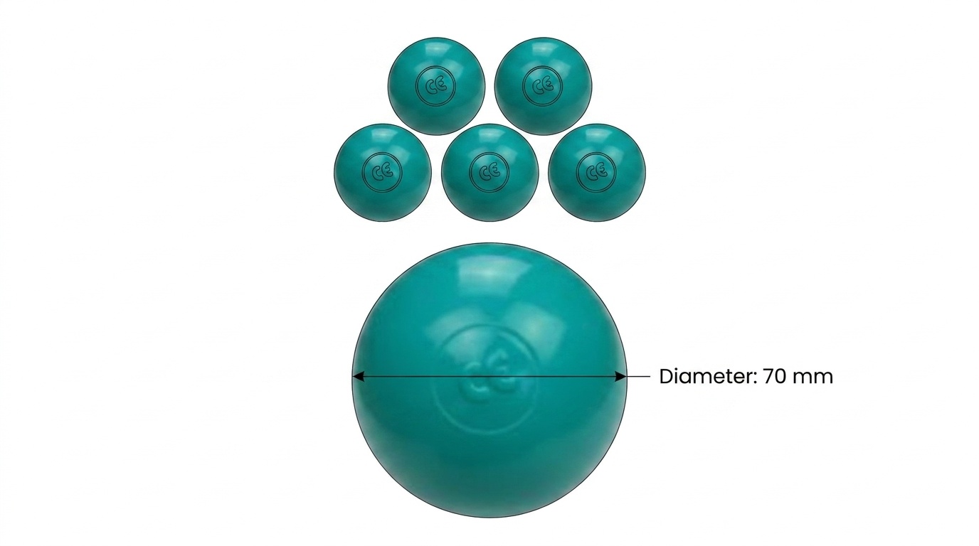 Ballenbak ballen turqoise (70mm) 500 stuks
