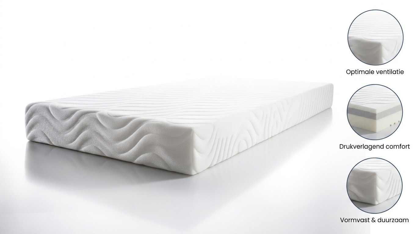 Matras 90x200 cm - Koudschuim HR30/150 - Wit - 7cm dik