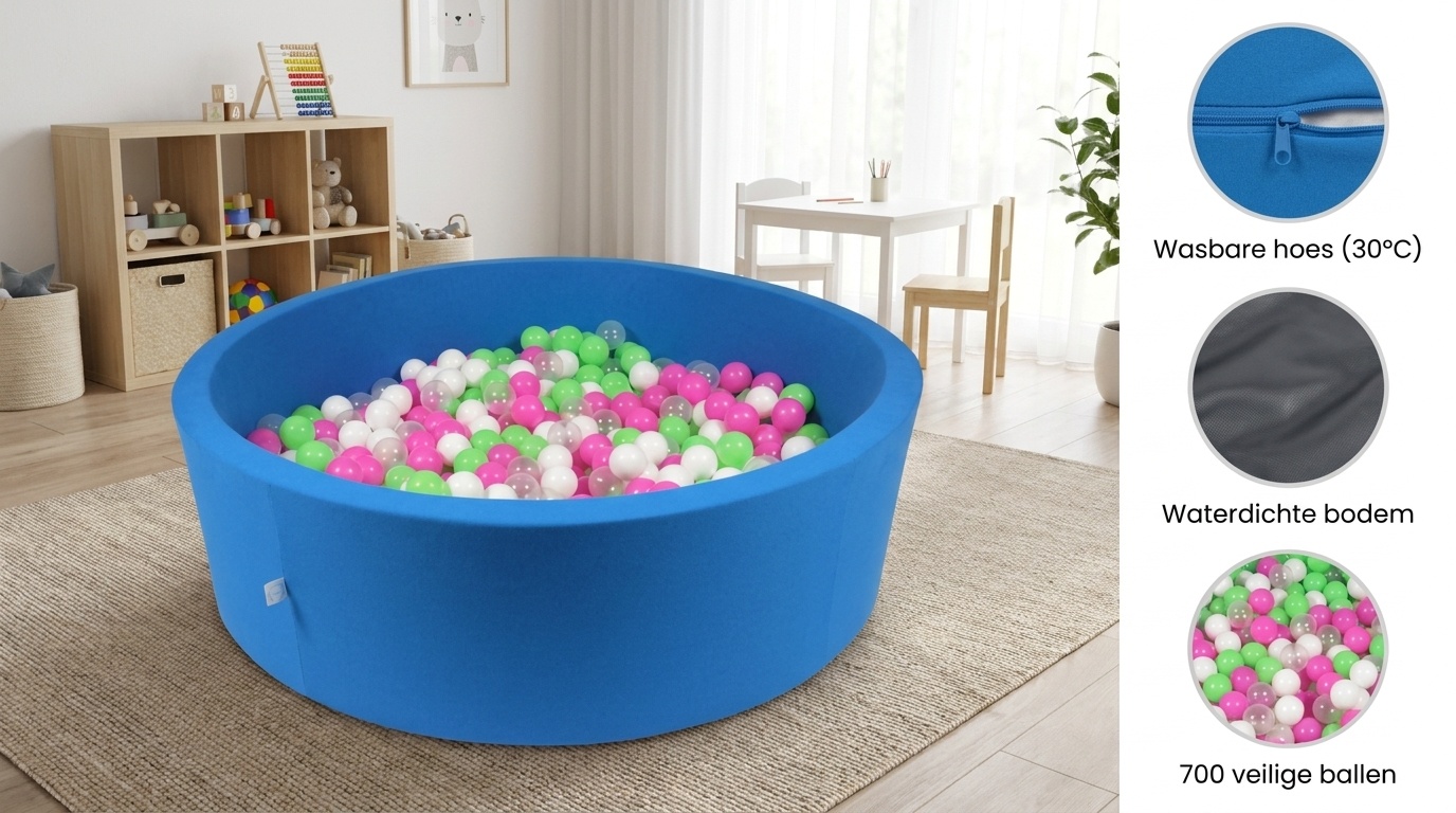 Ballenbak XXL - 700 ballen - 130 x 40 cm - ballenbad - rond blauw