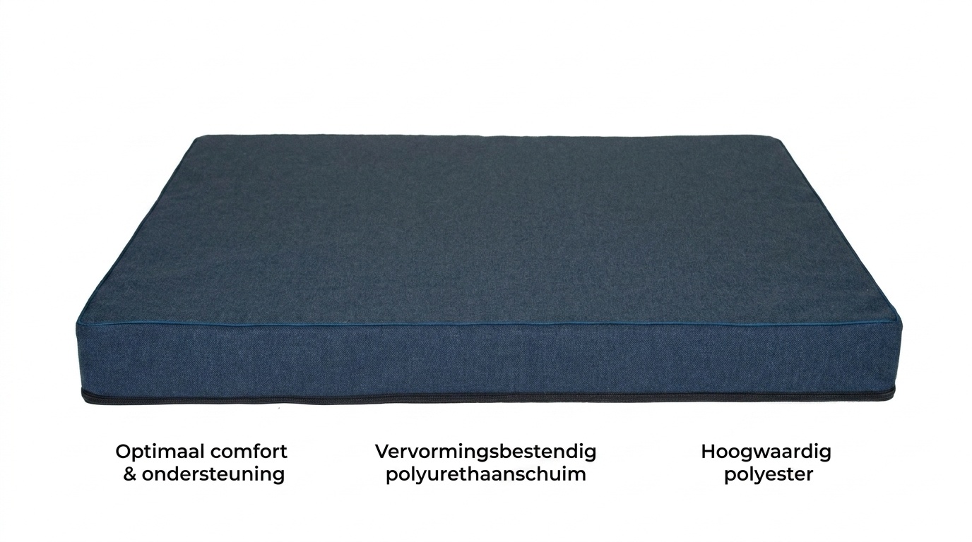 Hondenkussen - maat L - 60x80x8cm - wasbaar - marineblauw