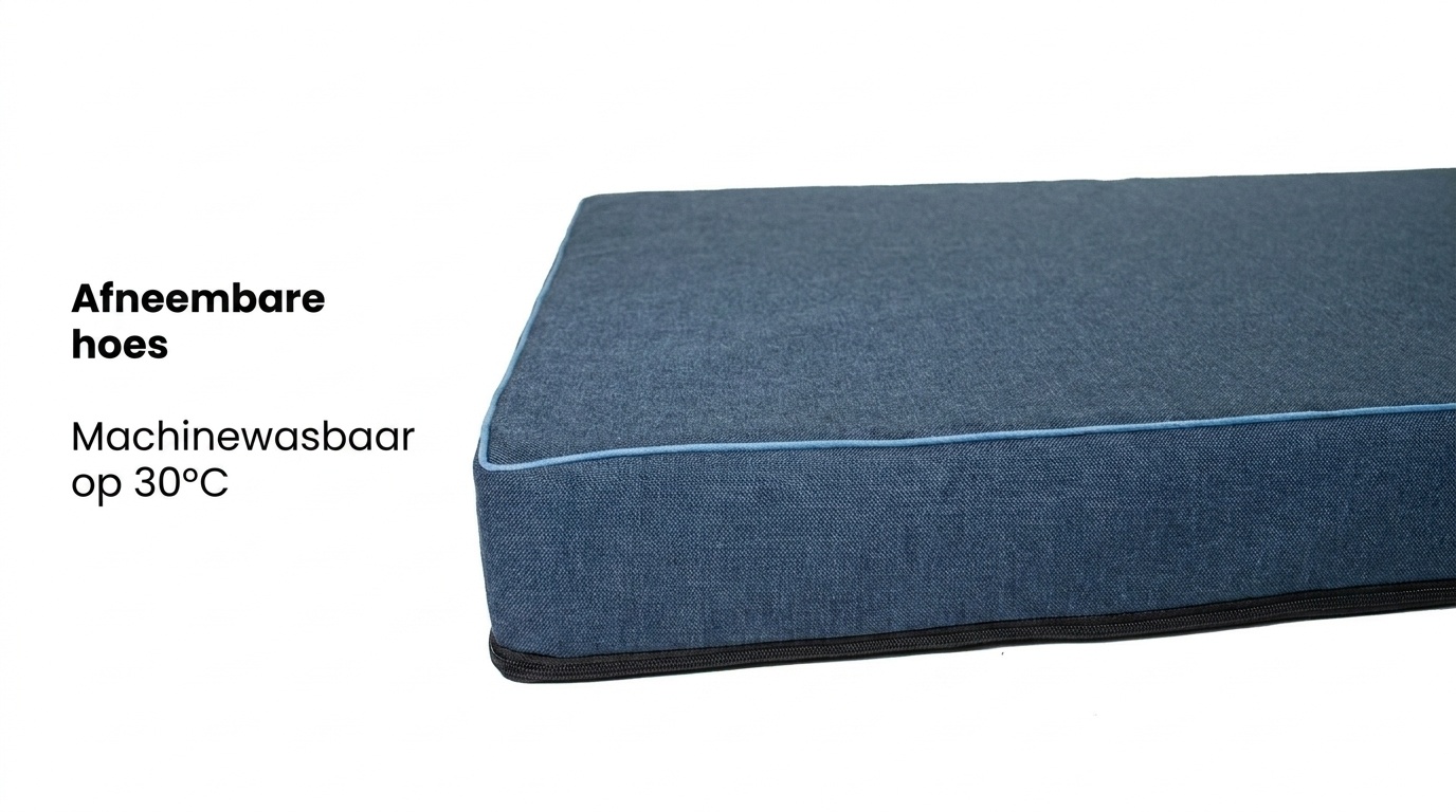 Hondenkussen - maat L - 60x80x8cm - wasbaar - marineblauw