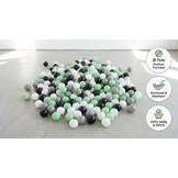 Ballenbak ballen 500 stuks 7cm, wit, lichtgroen, grijs, zwart