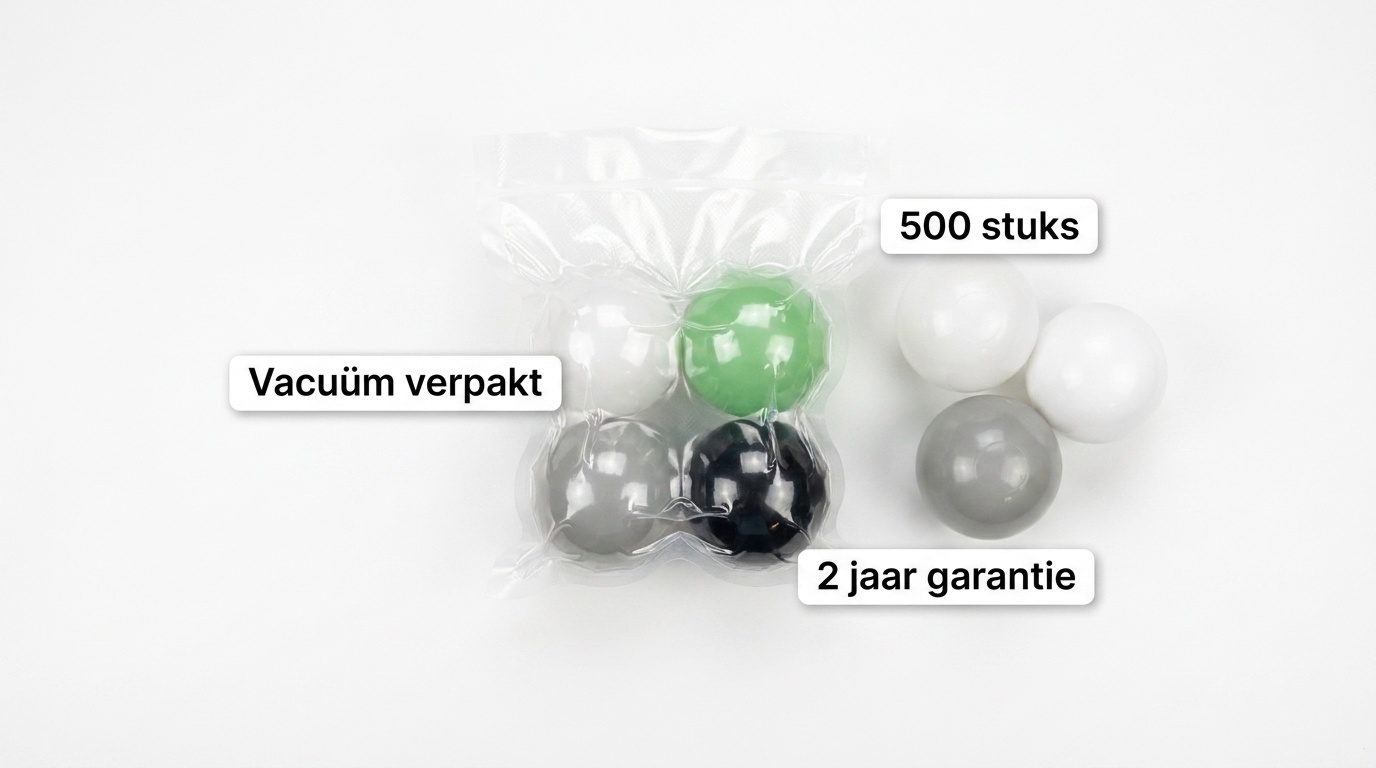Ballenbak ballen 500 stuks 7cm, wit, lichtgroen, grijs, zwart