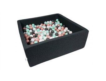 Ballenbak - 600 ballen - 110 x 110 cm - ballenbad - vierkant zwart