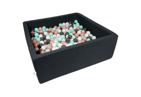 Ballenbak - 600 ballen - 110 x 110 cm - ballenbad - vierkant zwart