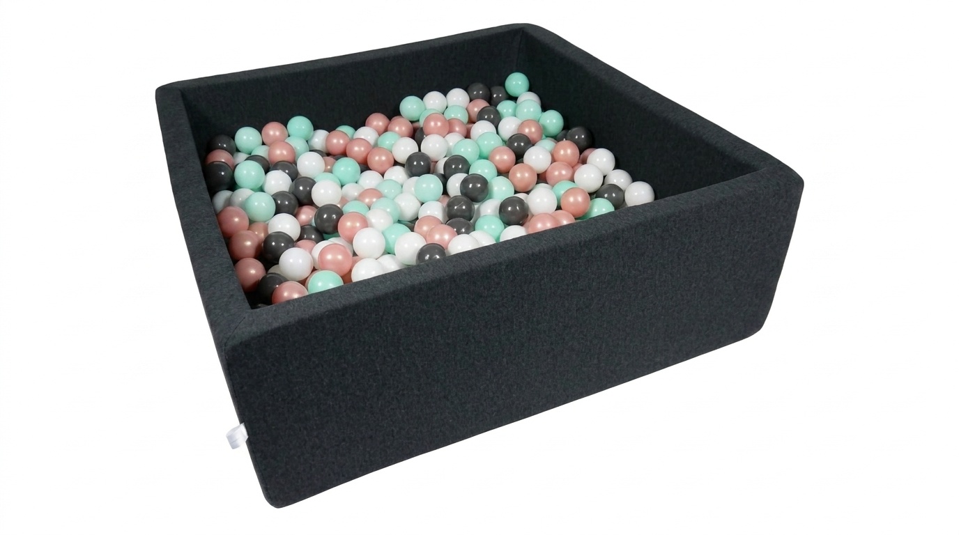Ballenbak - 600 ballen - 110 x 110 cm - ballenbad - vierkant zwart