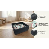 Ballenbak - 600 ballen - 110 x 110 cm - ballenbad - vierkant zwart