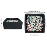 Ballenbak - 600 ballen - 110 x 110 cm - ballenbad - vierkant zwart