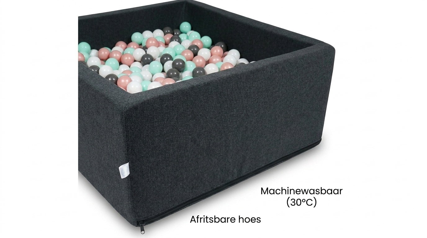 Ballenbak - 600 ballen - 110 x 110 cm - ballenbad - vierkant zwart