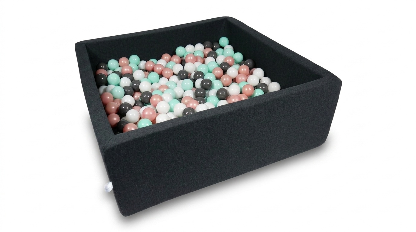 Ballenbak - 600 ballen - 110 x 110 cm - ballenbad - vierkant zwart