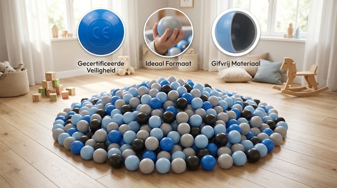 Ballenbak ballen 300 stuks 7cm, wit, lichtblauw, grijs, blauw