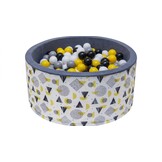 Ballenbak - stevige ballenbad -90 x 40 cm - 200 ballen Ø 7 cm - geel, wit, grijs en zwart