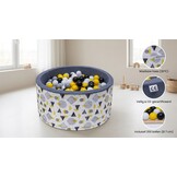 Ballenbak - stevige ballenbad -90 x 40 cm - 200 ballen Ø 7 cm - geel, wit, grijs en zwart