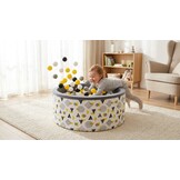 Ballenbak - stevige ballenbad -90 x 40 cm - 200 ballen Ø 7 cm - geel, wit, grijs en zwart