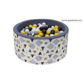 Ballenbak - stevige ballenbad -90 x 40 cm - 200 ballen Ø 7 cm - geel, wit, grijs en zwart