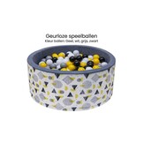 Ballenbak - stevige ballenbad -90 x 40 cm - 200 ballen Ø 7 cm - geel, wit, grijs en zwart