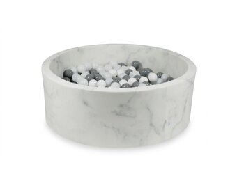 Ballenbak marmer met 500 wit, grijs, zwarte ballen - 115 x 40 cm - rond